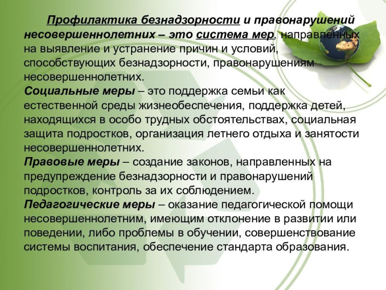 Профилактика безнадзорности и правонарушений.
